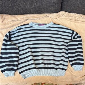 Chic Striped Blue and Black Women's Sweater